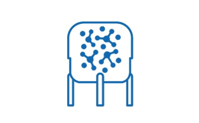 The image shows a simple blue icon that represents a microorganism culture in a petri dish on a stand.