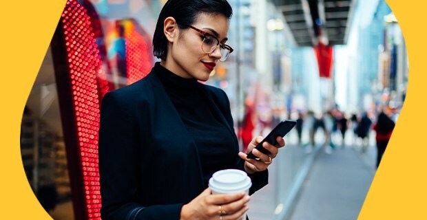 Woman looking at cell phone