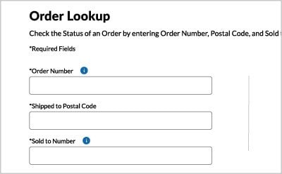 View of Order Lookup form