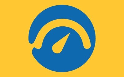 A blue circle with a yellow half-circle icon at its center and a yellow line pointing to the right of the half-circle, representing an acceleration, on a yellow background.