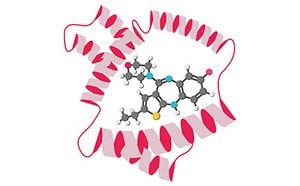 Image depicts a protein against a target molecule for optimal protein-ligand interaction.