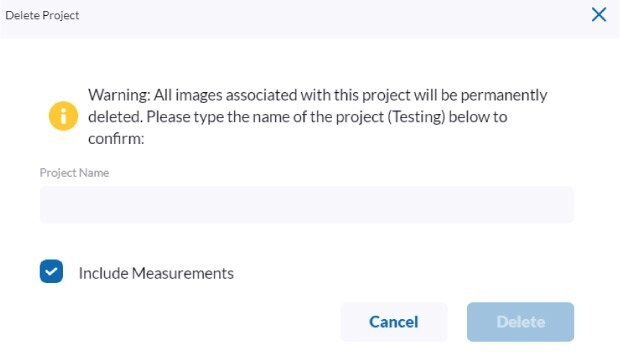 Deleting a project from the Millicell® DCI Digital Cell Imager