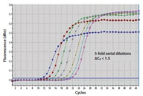 A template nucleic acid was diluted through a 10-fold series