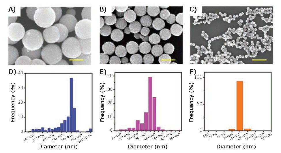 SEM images and size distributions