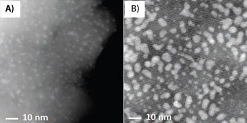 High-resolution TEM images of the platinum NPs prepared with 50 and 100 ALD cycles at 100 °C on ITO/PEN substrates