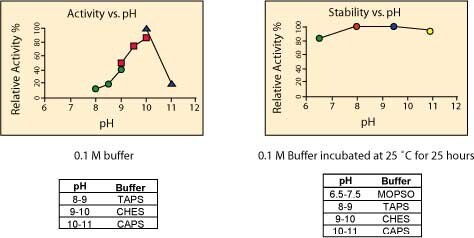 Graphs showing pH Optimum of Alkaline Phosphatase