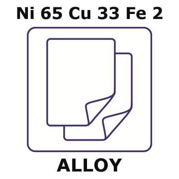 Monel&#174; alloy 400 foil, thickness 0.3&#160;mm, Ni65%/Cu33%/Fe 2%, length 1 m, temper annealed