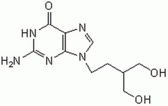 Penciclovir A carba analog of Ganciclovir. Active against several herpes viruses. Induces apoptosis effectively without exerting much genotoxicity.