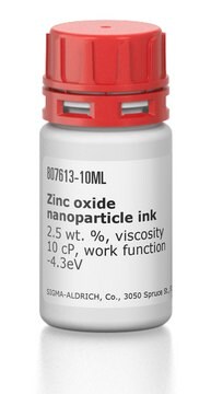 Zinc oxide nanoparticle ink 2.5 wt. %, viscosity 10 cP, work function -4.3eV