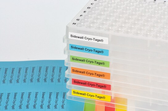 Laser Cryo-Tags&#174; sidewall red, size 1.50&#160;in. × 0.25&#160;in., pkg of 3120&#160;labels 20 sheets of 156 labels