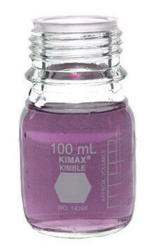 KIMBLE&#174; KIMAX&#174; Media bottle without cap, round transparent borosilicate glass bottle, bottle capacity (100&#160;mL), non-sterile