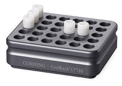 Corning&#174; CoolRack&#174; CFT30, capacity 30 cryovial or FACS tubes, with "gripping" wells for one-hand Vial opening/closing