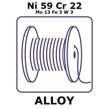 Hastealloy&#174; c-22 wire, Ni59%/Cr22%/Mo13%/Fe 3%/W 3, 1.0&#160;mm diameter, size 500&#160;mm, temper annealed