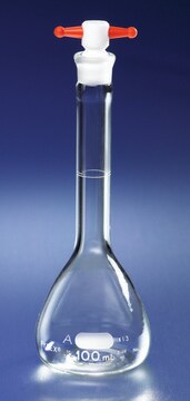 Pyrex&#174; volumetric flask with PTFE stopper capacity 50&#160;mL