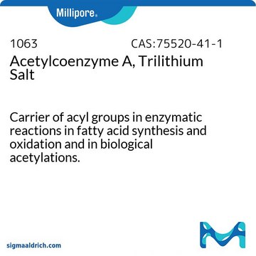 Acetyl-Coenzym&nbsp;A, Trilithiumsalz Carrier of acyl groups in enzymatic reactions in fatty acid synthesis and oxidation and in biological acetylations.