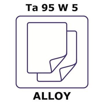 Tantalum/Tungsten foil, Ta 95%/W 5%, thickness 1.0&#160;mm, size 100 × 100&#160;mm, temper as rolled