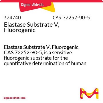 Elastase Substrate V, Fluorogenic Elastase Substrate V, Fluorogenic, CAS 72252-90-5, is a sensitive fluorogenic substrate for the quantitative determination of human leukocyte and porcine pancreatic elastase (Km = 140 &#181;M).