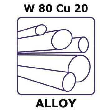 Tungsten-copper alloy, W80Cu20 100mm rod, 12mm diameter