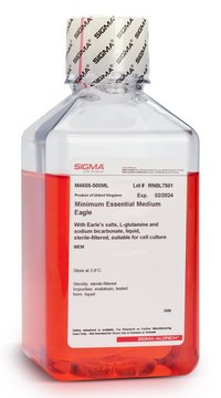 Meio mínimo essencial de Eagle With Earle&#8242;s salts, L-glutamine and sodium bicarbonate, liquid, sterile-filtered, suitable for cell culture