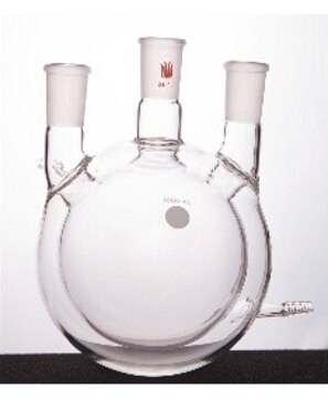 Synthware&#8482;&nbsp;three neck full jacket round bottom flask with vertical side necks capacity 500&#160;mL, center joint: ST/NS 29/42