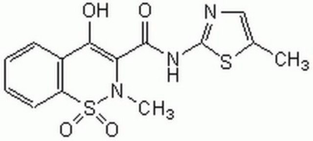 Meloksykam A cell-permeable, non-steroidal anti-inflammatory drug (NSAID) of the oxicam family which preferentially inhibits the inducible isoform of COX-2 (IC&#8325;&#8320; = 4.7 &#181;M) relative to COX-1 (IC&#8325;&#8320; = 36.6 &#181;M).