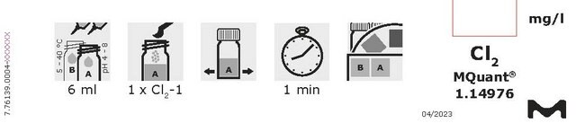 Test chloru colorimetric, 0.25-15&#160;mg/L (Cl2), for use with MCOLORTEST&#174;