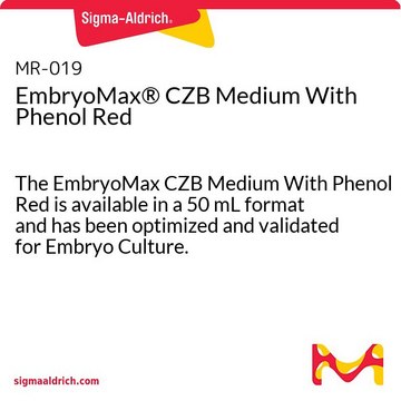 含酚红的EmbryoMax&#174; CZB培养基 The EmbryoMax CZB Medium With Phenol Red is available in a 50 mL format and has been optimized and validated for Embryo Culture.