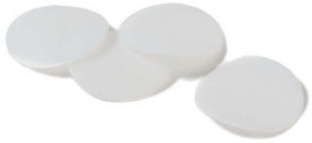 Cap liner, PTFE white PTFE, diam. × thickness 13&#160;mm × 0.010&#160;in., for use with 4&nbsp;mL vial, pkg of 100&#160;ea