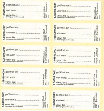 Etykiety Geöffnet am /verw. bis pkg of 100&#160;labels (adhesive)