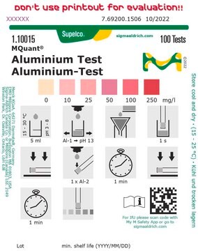 铝测试 colorimetric, 10-250&#160;mg/L (Al), MQuant&#174;