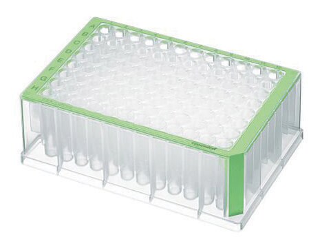 Eppendorf&#174; Deepwell Plate 96/1000&#956;L sterile, volume 1000&#160;&#956;L, green border with clear wells, pkg of 20&#160;plates (5 bags x 4 plates)