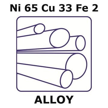 Monel&#174; alloy 400, Ni65Cu33Fe2 rod, 1000mm x 20mm diameter, annealed