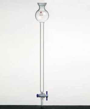 Synthware&#8482; chromatography column with reservoir, fritted disc and PTFE stopcock 500 mL, joint: ST/NS 35/20, I.D. × L 20.0&#160;mm × 457&#160;mm, fritted disc and PTFE stopcock