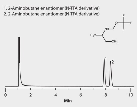 GC Analysis of 2-Aminobutane (2-Butylamine) Enantiomers (N-Trifluoroacetyl Derivatives) on Astec&#174; CHIRALDEX&#8482; G-TA suitable for GC