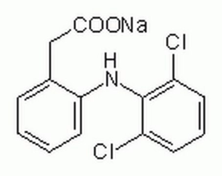 Diclofenac Sodium A cell-permeable, non-selective cyclooxygenase inhibitor (IC&#8325;&#8320; = 60 nM and 200 nM for ovine COX-1 and COX-2 respectively) and potent non-steroidal anti-inflammatory drug with analgesic activity.