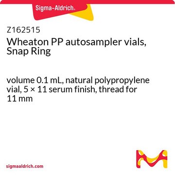 Wheaton PP autosampler vials, Snap Ring volume 0.1&#160;mL, natural polypropylene vial, 5 × 11 serum finish, thread for 11 mm