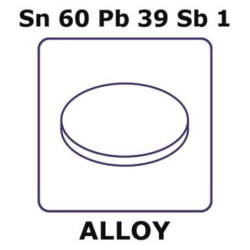 Tin-lead-antimony alloy, Sn60Pb39Sb1 foil, 6mm disks, 0.10mm thickness