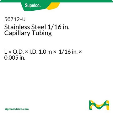 Tubo capilar de acero inoxidable de 1/16 pulgadas L × O.D. × I.D. 1.0&#160;m × 1/16&#160;in. × 0.005&#160;in.