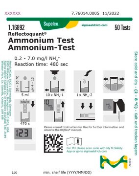 铵测试预装试剂 reflectometric, 0.2-7.0&#160;mg/L (NH4+), for use with REFLECTOQUANT&#174;