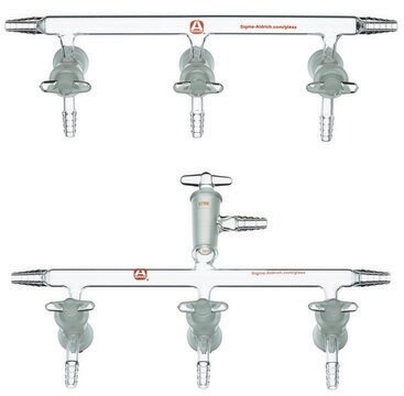 Aldrich&#174; single bank manifold with glass stopcocks Manifold with vacuum-gauge port, positions, 4