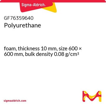 Polyurethane foam, thickness 10&#160;mm, size 600 × 600&#160;mm, bulk density 0.08&#160;g/cm3