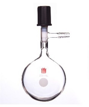 Synthware&#8482; storage flask with high vacuum valve and side arm 250 mL, valve size 0-4&#160;mm