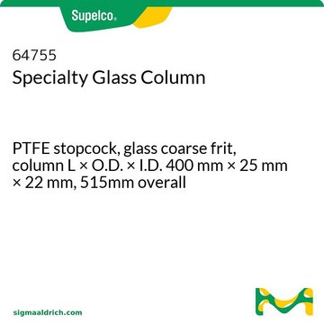 Colonne en verre de spécialité glass coarse frit, PTFE stopcock, column L × O.D. × I.D. 400&#160;mm × 25&#160;mm × 22&#160;mm, 515mm overall