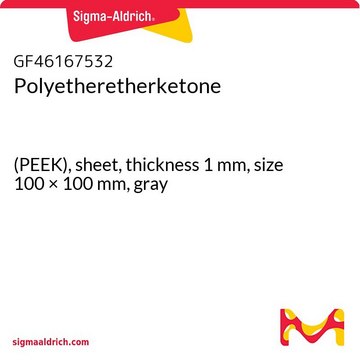 Polyetheretherketone (PEEK), sheet, thickness 1&#160;mm, size 100 × 100&#160;mm, gray