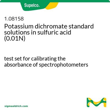 Potassium dichromate standard solutions in sulfuric acid (0.01N) test set for calibrating the absorbance of spectrophotometers