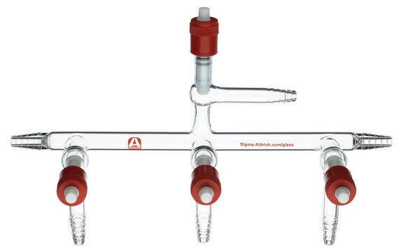 Aldrich&#174; 高真空PTFEバルブ付きシングルバンクマニホールド manifold with vacuum-gauge port, positions, 5