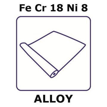 Stainless Steel - AISI 302 alloy, FeCr18Ni8 foil, 5m coil, 0.1mm thickness, hard