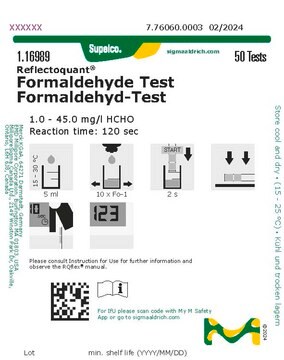 甲醛测试管 reflectometric, 1.0-45.0&#160;mg/L (HCHO), for use with REFLECTOQUANT&#174;