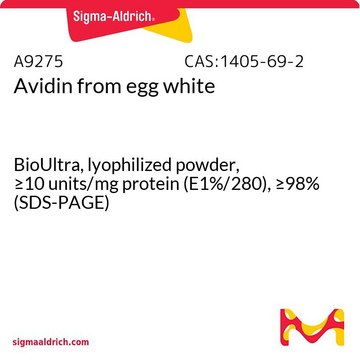 Avidin from egg white BioUltra, lyophilized powder, &#8805;10&#160;units/mg protein (E1%/280), &#8805;98% (SDS-PAGE)