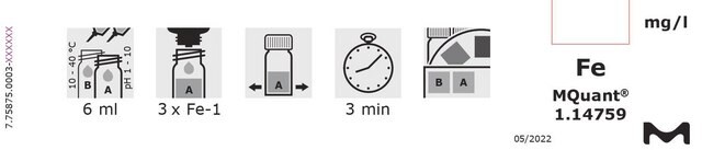 铁测试 colorimetric, 0.1-5&#160;mg/L (Fe), for use with MQUANT&#174;